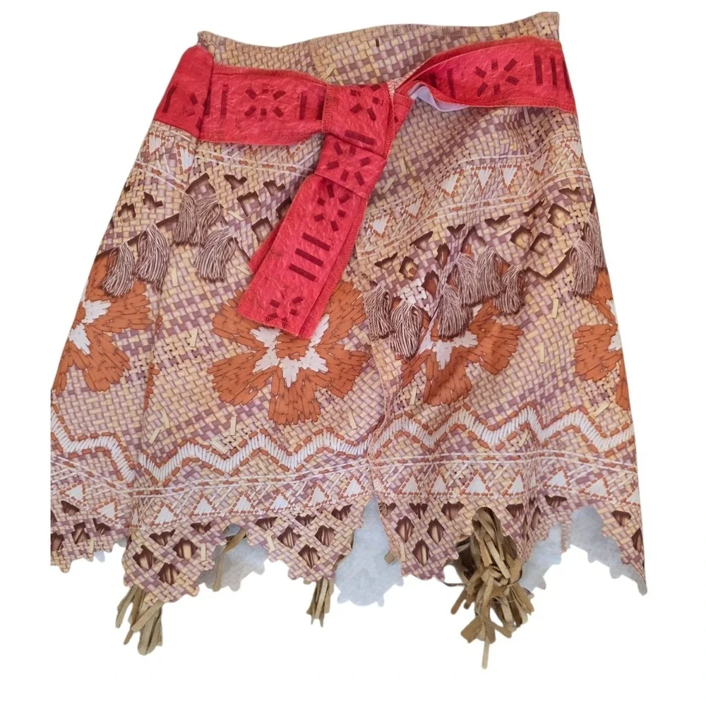 Disney Moana Costume Set Jakks Pacific Tribal Print Girls Size 4-6X Red - Picture 10 of 16